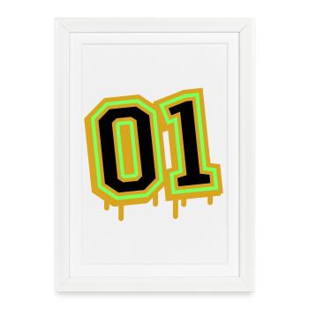Glowing Neon Number 01 Design - Framed poster (27 × 37 cm) - white - Front