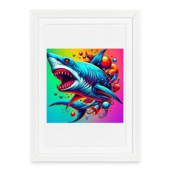 Requin - Affiche encadrée (27 × 37 cm) - blanc - Devant