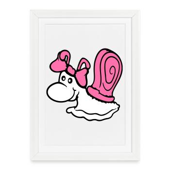 escargot fille femelle mignon jolie femme arc - Affiche encadrée (27 × 37 cm) - blanc - Devant