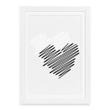 Two Hearts Scribble - Framed poster (27 × 37 cm) - white - Front