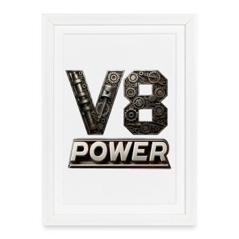 Puissance du V8 - Affiche encadrée (27 × 37 cm) - blanc - Devant