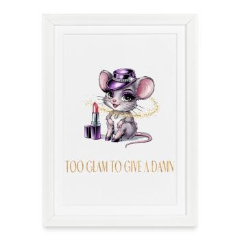 Souris chaude avec glamour et rouge à lèvres - Affiche encadrée (27 × 37 cm) - blanc - Devant