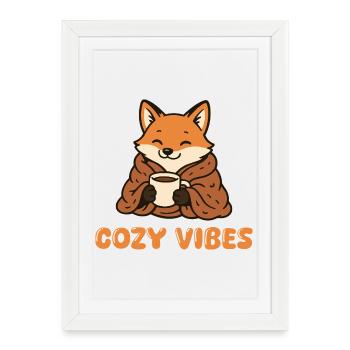 Fox Cozy Vibes - Framed poster (27 × 37 cm) - white - Front