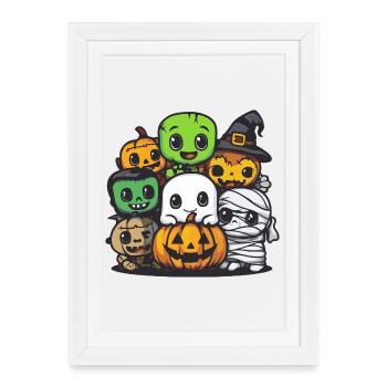 Halloween Party Trick Or Treat Comic - Framed poster (27 × 37 cm) - white - Front