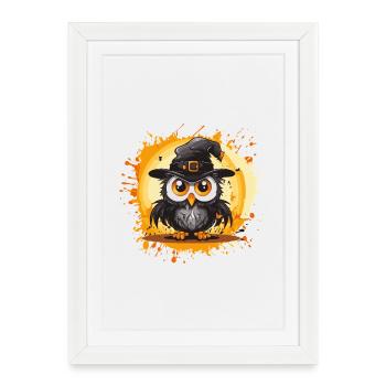 Night Owl Wizard Halloween - Framed poster (27 × 37 cm) - white - Front