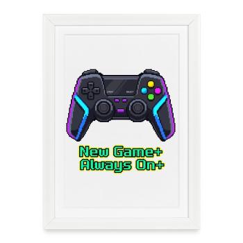 Neon Pixel Controller New Game Plus - Framed poster (27 × 37 cm) - white - Front