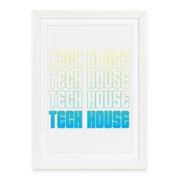 Tech House Neon Repeat - Affiche encadrée (27 × 37 cm) - blanc - Devant