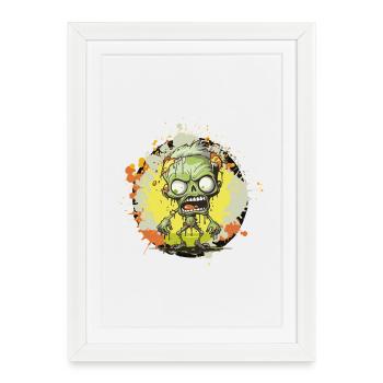 Zombie Splatter Cartoon - Framed poster (27 × 37 cm) - white - Front