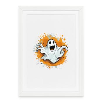 Fantôme hanté sur éclaboussure de couleur - Affiche encadrée (27 × 37 cm) - blanc - Devant