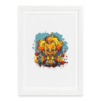 Clown coquelicot dans Neon Circus - Affiche encadrée (27 × 37 cm) - blanc - Devant