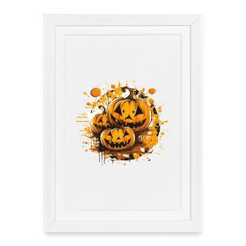 Pumpkin Splatter Halloween Art - Framed poster (27 × 37 cm) - white - Front
