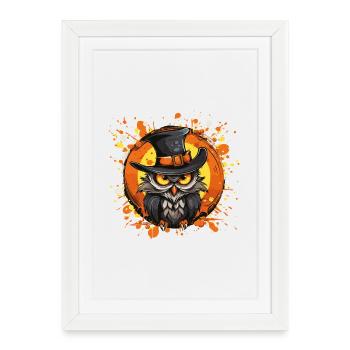 Owl Hat Halloween Splatter - Framed poster (27 × 37 cm) - white - Front