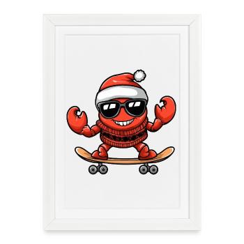Crabe Crabe Noël Drôle - Affiche encadrée (27 × 37 cm) - blanc - Devant