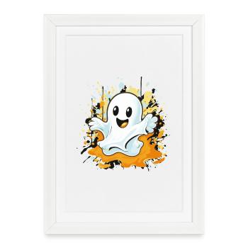 Cheerful ghost splash - Framed poster (27 × 37 cm) - white - Front