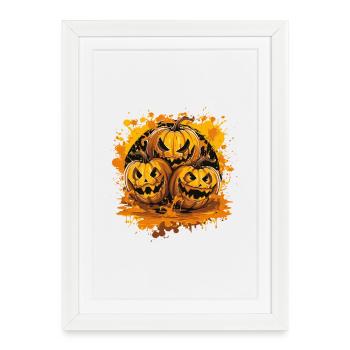 Grim Pumpkin Trio - Framed poster (27 × 37 cm) - white - Front