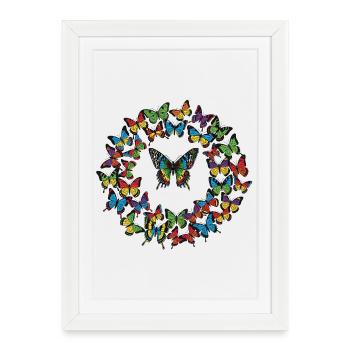 Rainbow Butterfly Circle - Framed poster (27 × 37 cm) - white - Front