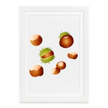Autumnal chestnuts – nature motif with charm - Framed poster (27 × 37 cm) - white - Front
