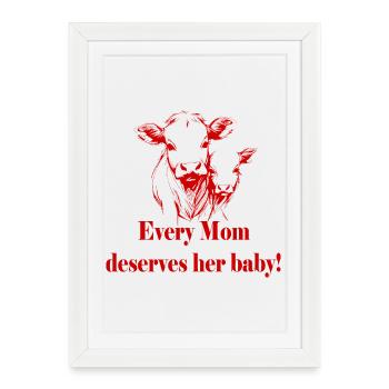 Animal Welfare - Cow + Baby - Framed poster (27 × 37 cm) - white - Front