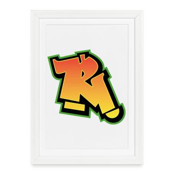 Graffiti Font Wildstyle 01 Letter 'R' - Framed poster (27 × 37 cm) - white - Front