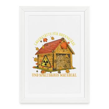 Autumn Fuel Storage Wooden House - Framed poster (27 × 37 cm) - white - Front