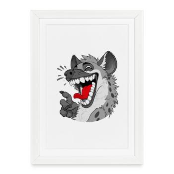Hyène Rieuse Cartoon  - Affiche encadrée (27 × 37 cm) - blanc - Devant