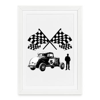 Voiture - Affiche encadrée (27 × 37 cm) - blanc - Devant