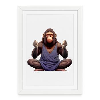 Yoga Monkeys - Framed poster (27 × 37 cm) - white - Front