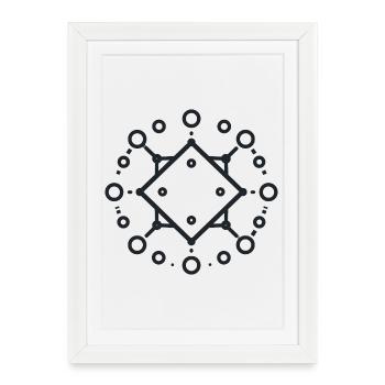 Mandala géométrique en diamant - Affiche encadrée (27 × 37 cm) - blanc - Devant
