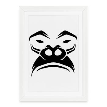 Mürrischer Gorilla – Affen Silberrücken Urwald - Affiche encadrée (27 × 37 cm) - blanc - Devant
