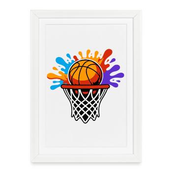 Rainbow Splash Basketball Hoop - Framed poster (27 × 37 cm) - white - Front