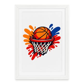 Éclaboussure du panier de basket - Affiche encadrée (27 × 37 cm) - blanc - Devant