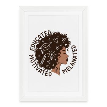 Femme éduquée, motivée et mélanée - Affiche encadrée (27 × 37 cm) - blanc - Devant