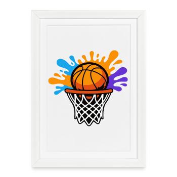 Basketball Splash Dunk Graphic Design - Framed poster (27 × 37 cm) - white - Front