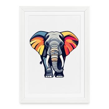 Colorful elephant with colorful ears - Framed poster (27 × 37 cm) - white - Front