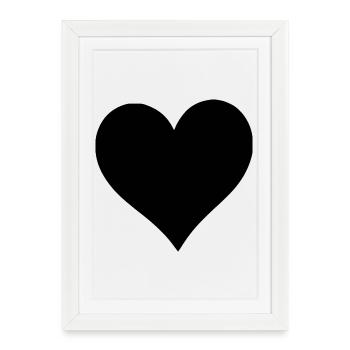cœur noir cadeau saint valentin - Affiche encadrée (27 × 37 cm) - blanc - Devant