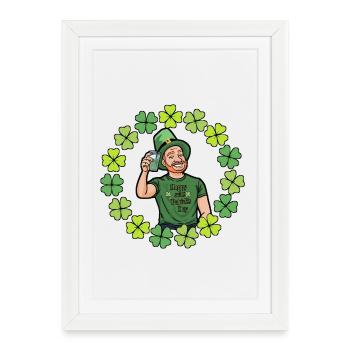 St Patrick's Day Cartoon with Clovers - Framed poster (27 × 37 cm) - white - Front