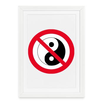 Interdit Yin Yang: symbole antiéquilibre - Affiche encadrée (27 × 37 cm) - blanc - Devant