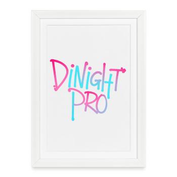 Dinight Pro Néon Dégradé - Affiche encadrée (27 × 37 cm) - blanc - Devant