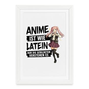 Posture du cœur de la fille d’école dans l’anime - Affiche encadrée (27 × 37 cm) - blanc - Devant