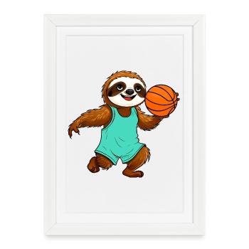 Sloths Basketball - Affiche encadrée (27 × 37 cm) - blanc - Devant