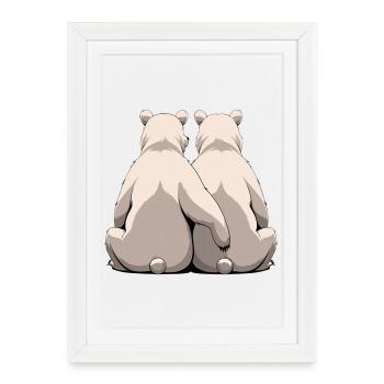 Two white bears back to back - Framed poster (27 × 37 cm) - white - Front
