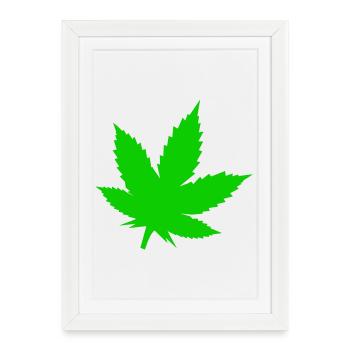 Motif de feuilles de cannabis vertes - Affiche encadrée (27 × 37 cm) - blanc - Devant