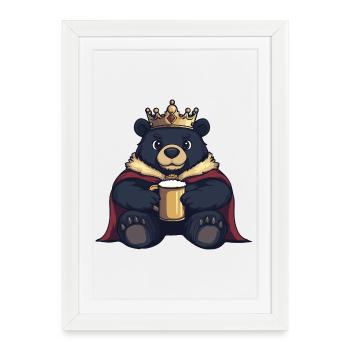 Roi de la Bière Ours - Affiche encadrée (27 × 37 cm) - blanc - Devant
