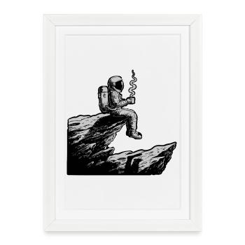 Astronaute Café Espace Falaise - Affiche encadrée (27 × 37 cm) - blanc - Devant
