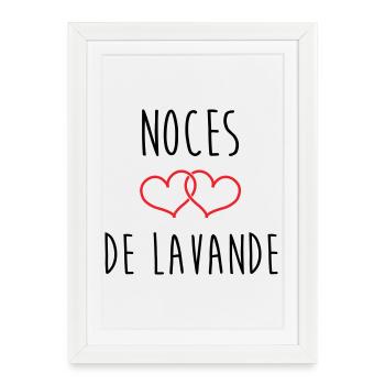 Noces de lavande 46 ans de mariage - Affiche encadrée (27 × 37 cm) - blanc - Devant