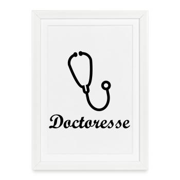 Doctoresse stéthoscope médical femme - Affiche encadrée (27 × 37 cm) - blanc - Devant