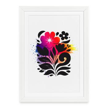 Floral Illustration with Gradient Modern Style - Framed poster (27 × 37 cm) - white - Front