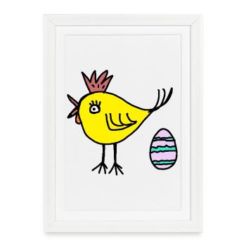 Chicken Chick Egg Easter Easter Egg Kids - Framed poster (27 × 37 cm) - white - Front