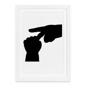 T-shirt Art Minimaliste - Human Touch Hand - Affiche encadrée (27 × 37 cm) - blanc - Devant