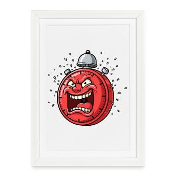 Angry Alarm Clock Cartoon - Framed poster (27 × 37 cm) - white - Front
